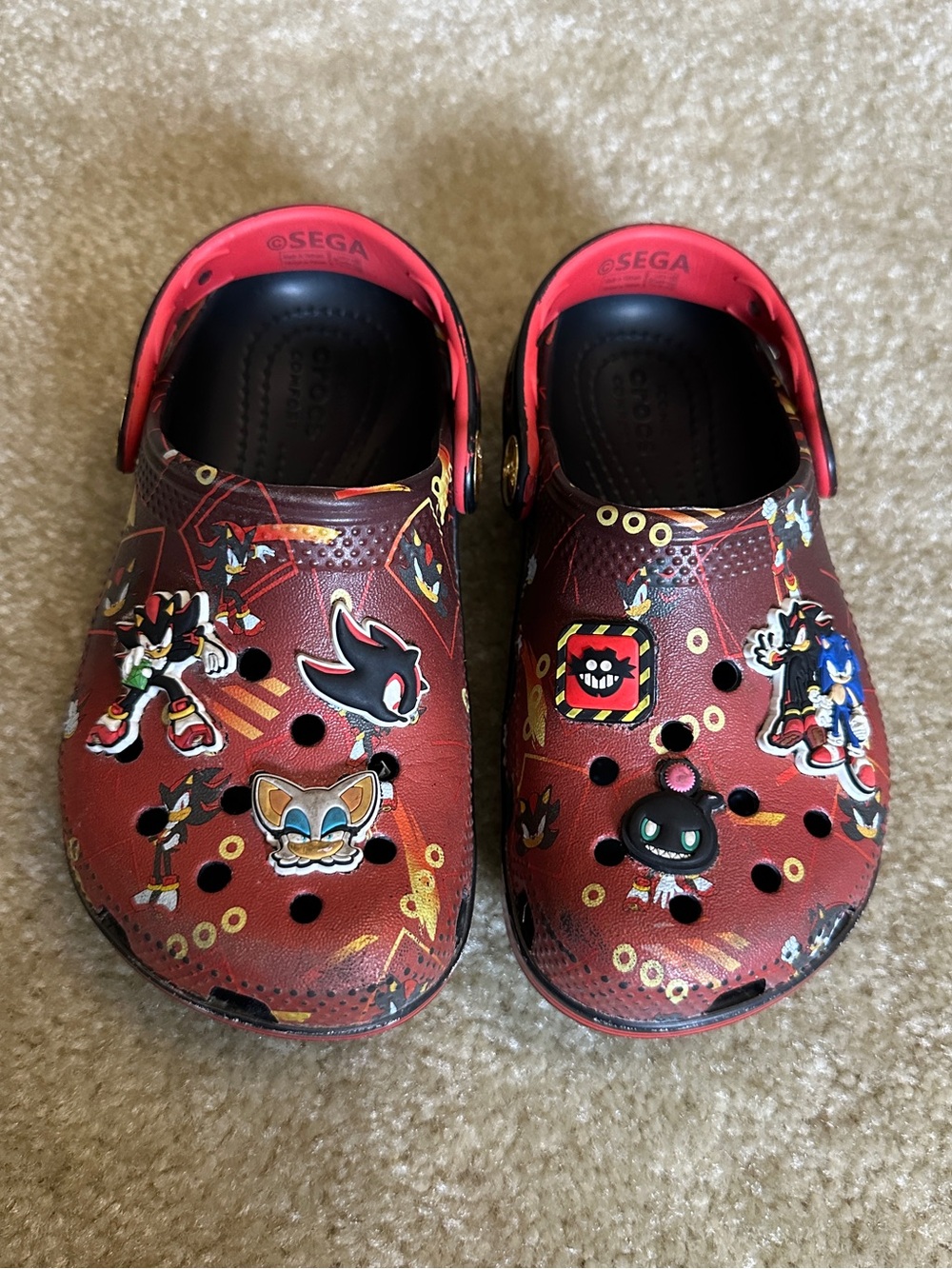 Kids Red Sonic and Shadow Crocs - Picture 2 of 5